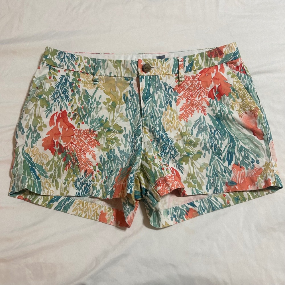 Old Navy Womens Floral Chino Shorts Size 2 Watercolor Botanical‎ Cotton 3 Inseam